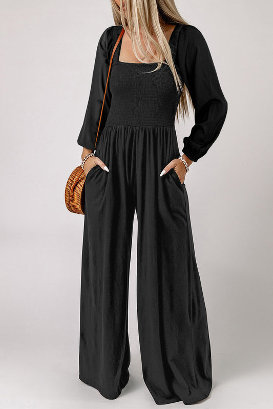 Square Neck Raglan Sleeve Jumpsuit with Pocket - Body By J'ne