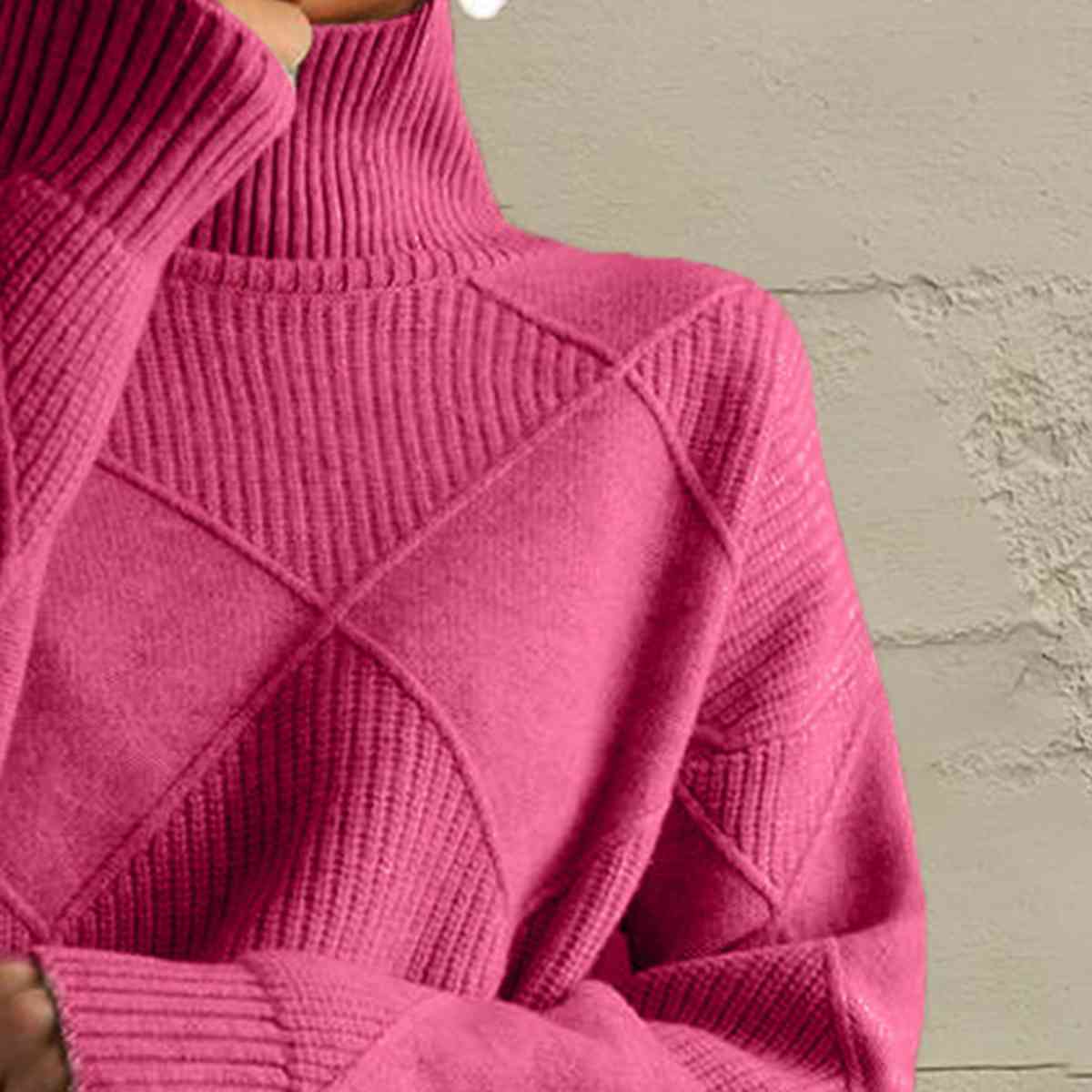 Geometric Turtleneck Long Sleeve Sweater - Body By J'ne