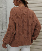 Cable-Knit Openwork Round Neck Sweater - Body By J'ne