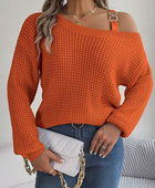 Asymmetrical Neck Long Sleeve Sweater - Body By J'ne