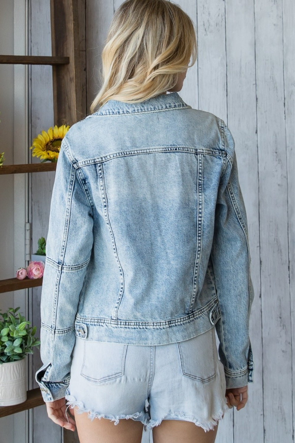 Distressed Button Up Denim Jacket - Body By J'ne