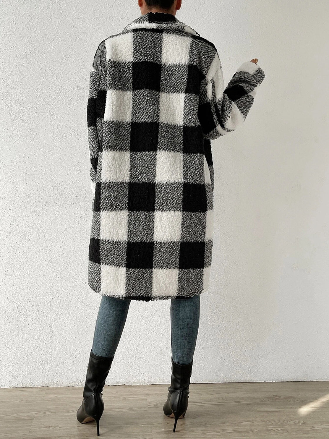 Plaid Collared Neck Button Down Coat - Body By J'ne