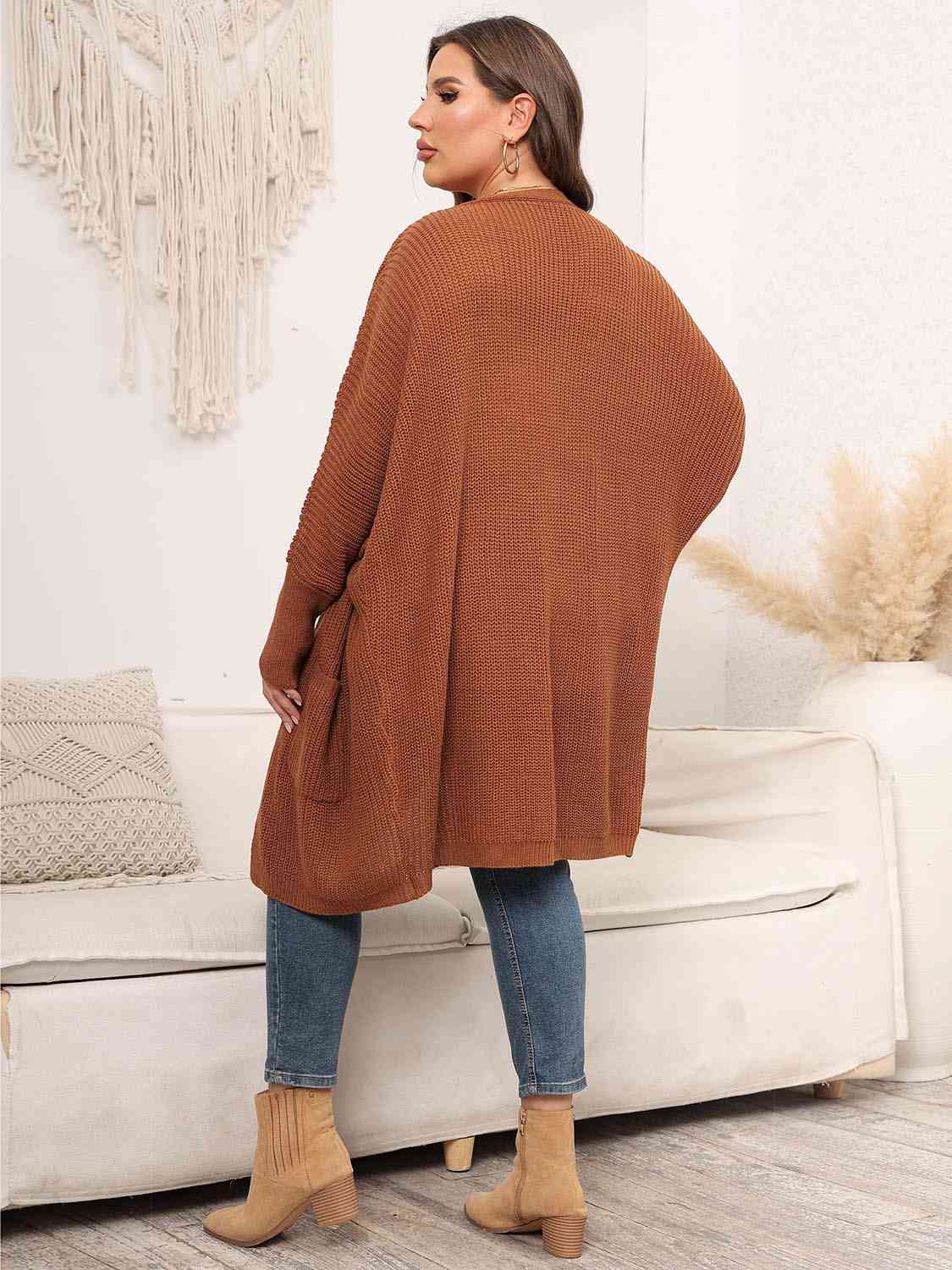 Plus Size Open Front Cardigan With Pockets - Body By J'ne