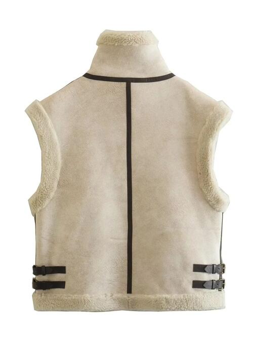 Contrast Zip Up Fleece Vest - Body By J'ne