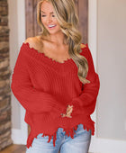 Frayed Hem Dropped Shoulder Sweater - Body By J'ne