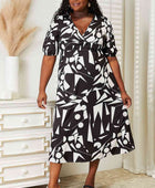 Printed Surplice Balloon Sleeve Dress - Body By J'ne