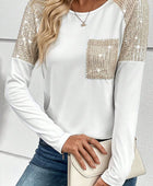 Sequin Round Neck Long Sleeve T-Shirt - Body By J'ne