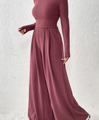 Ribbed Round Neck Top and Wide-Leg Pants Set - Body By J'ne