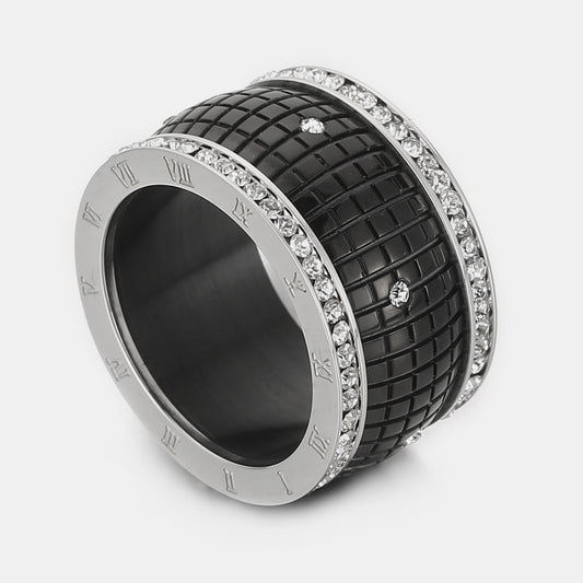 Inlaid Rhinestone Stainless Steel Ring - Body By J'ne