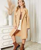 Full Size Tied Trench Coat with Pockets - Body By J'ne