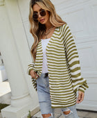 Striped Button Up Long Sleeve Cardigan - Body By J'ne