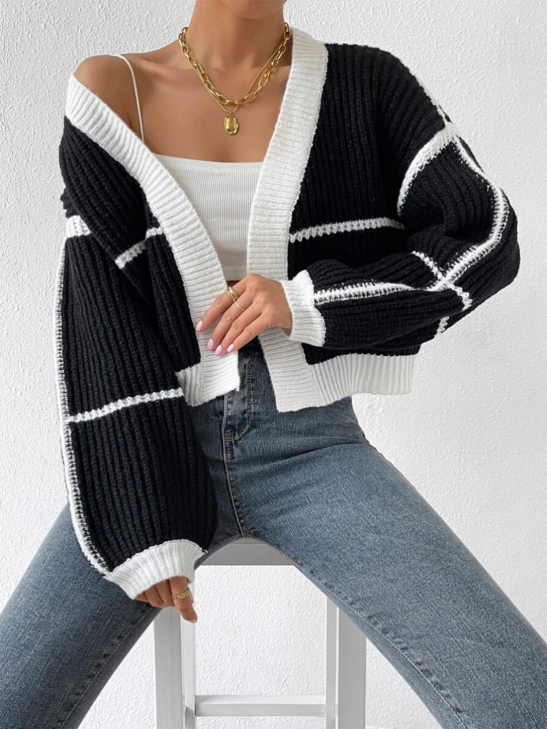 Open Front Dropped Shoulder Cardigan - Body By J'ne