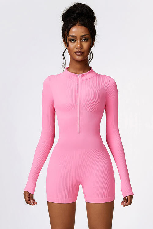 Half Zip Long Sleeve Active Romper - Body By J'ne