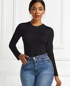 Round Neck Long Sleeve Bodysuit - Body By J'ne