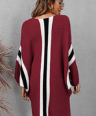 Ribbed Round Neck Long Sleeve Sweater Dress - Body By J'ne