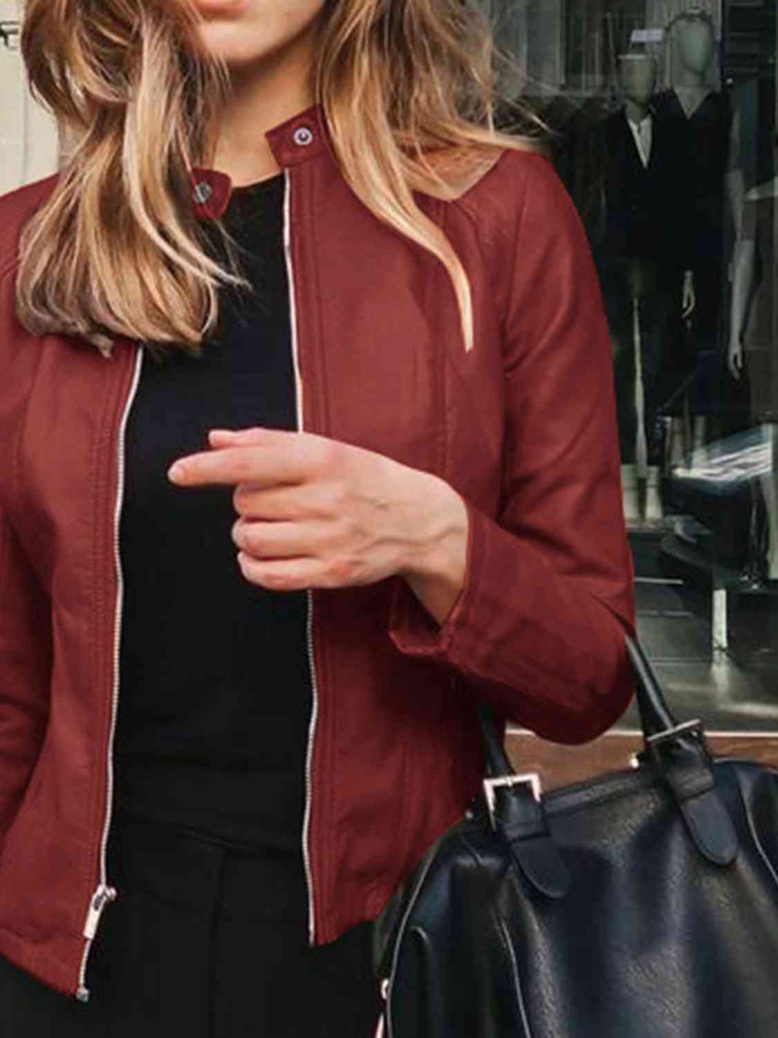 Spontaneous Mock Neck Zip Up Jacket - Body By J'ne