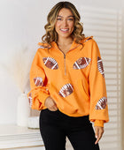 Sequin Football Patch Hal-Zip Hoodie - Body By J'ne