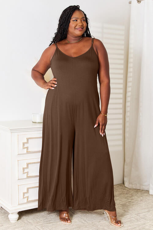 Soft Rayon Spaghetti Strap Tied Wide Leg Jumpsuit - Body By J'ne