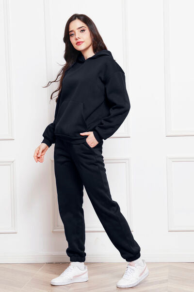 Drop Shoulder Long Sleeve Hoodie and Pants Set - Body By J'ne