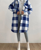 Plaid Collared Neck Button Down Coat - Body By J'ne