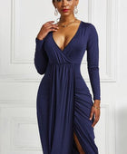 High-low Ruched Surplice Long Sleeve Dress - Body By J'ne