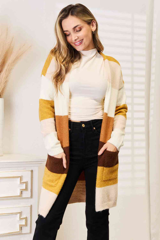 Color Block Dropped Shoulder Cardigan - Body By J'ne