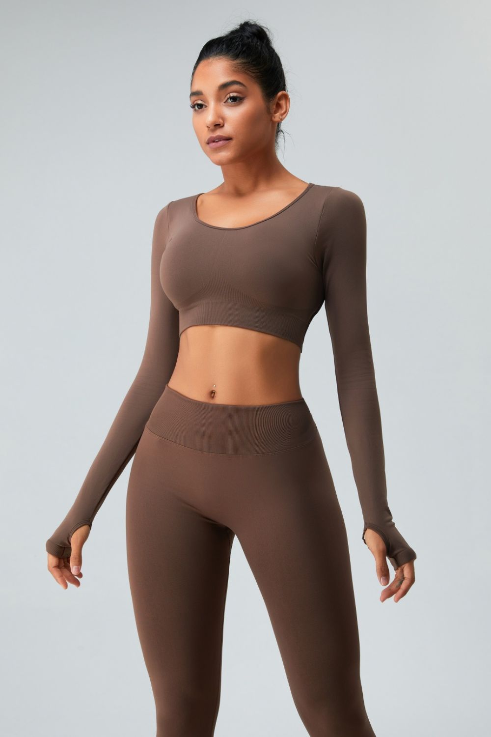 Cutout Round Neck Long Sleeve Active T-Shirt - Body By J'ne