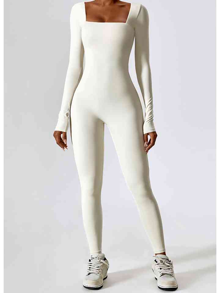 Square Neck Long Sleeve Sports Jumpsuit - Body By J'ne