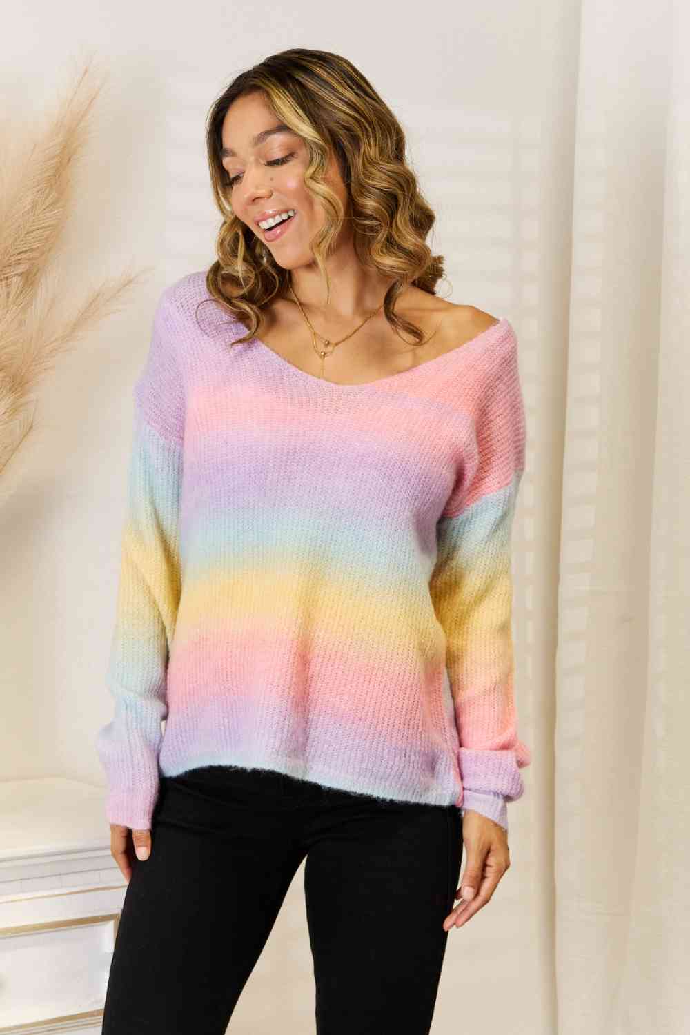 Gradient V-Neck Sweater - Body By J'ne