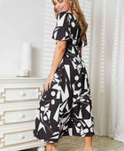 Printed Surplice Balloon Sleeve Dress - Body By J'ne