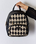 David Jones Argyle Pattern PU Leather Backpack - Body By J'ne