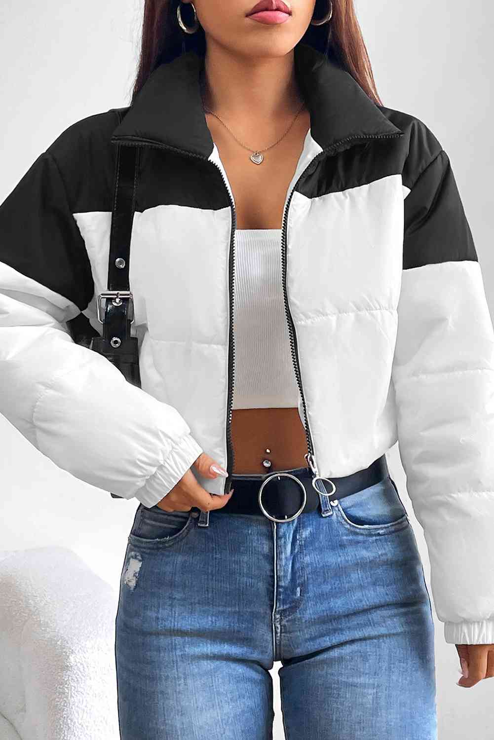 Next Collared Neck Color Block Puffer Jacket - Body By J'ne