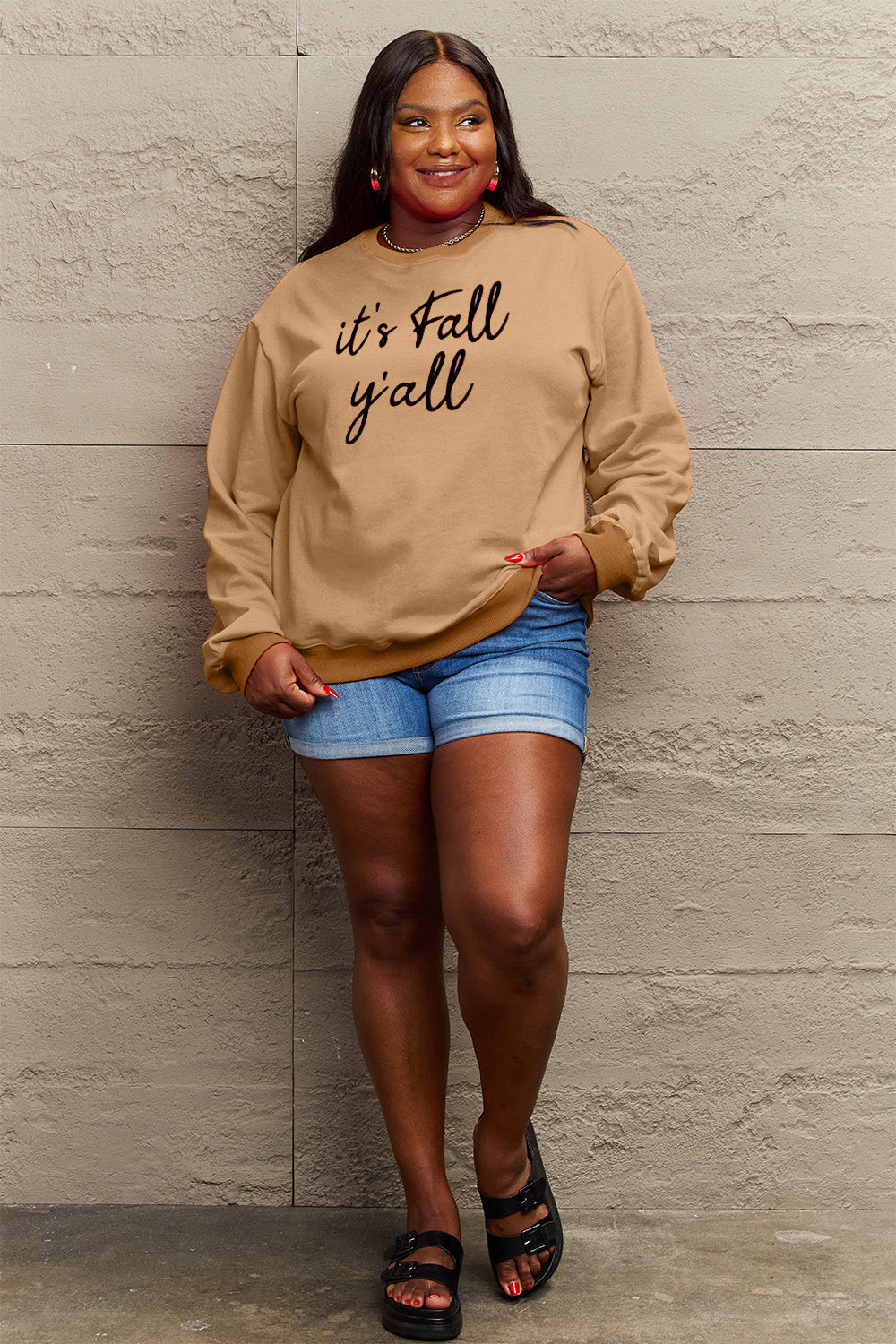 Full Size IT'S FALL Y'ALL Graphic Sweatshirt - Body By J'ne