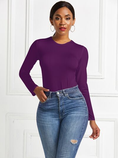 Round Neck Long Sleeve Bodysuit - Body By J'ne