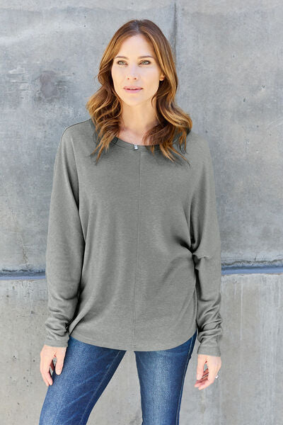 Full Size Round Neck Long Sleeve T-Shirt - Body By J'ne