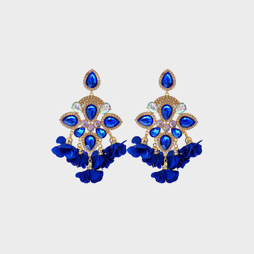 Flower Shape Rhinestone Alloy Dangle Earrings - Body By J'ne