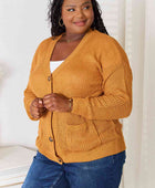 Drop Shoulder Button Down Cardigan with Pockets - Body By J'ne