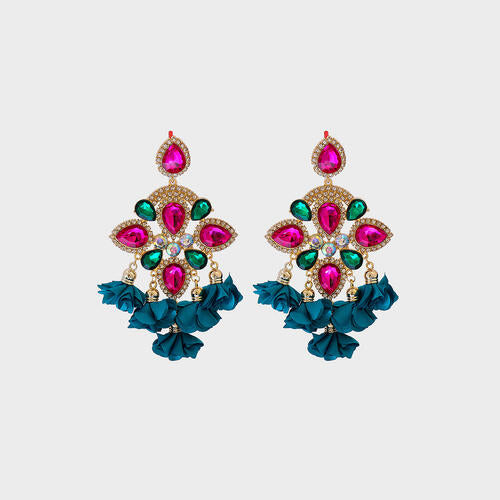 Flower Shape Rhinestone Alloy Dangle Earrings - Body By J'ne