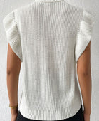 Cable-Knit Turtleneck Cap Sleeve Sweater - Body By J'ne