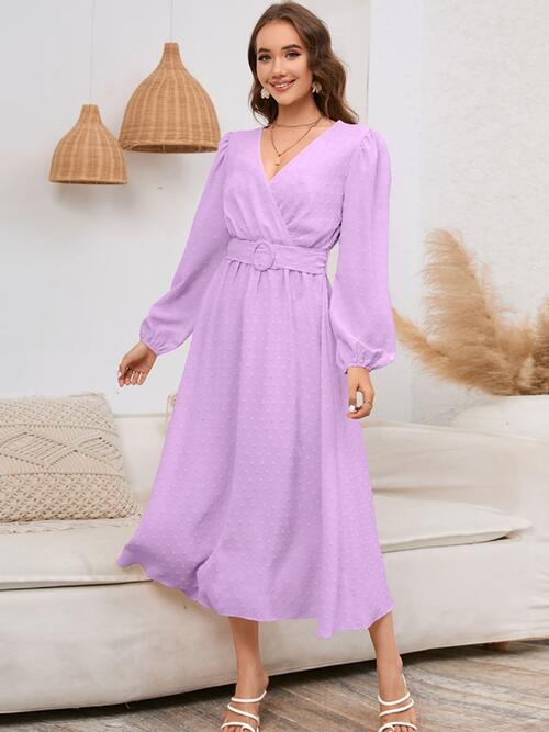 Surplice Balloon Sleeve Dress - Body By J'ne