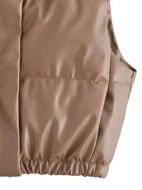 PU Leather Zip Up Drawstring Vest - Body By J'ne