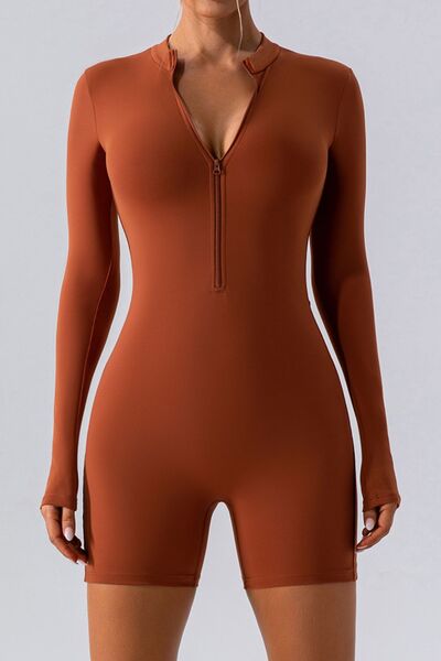 Half Zip Long Sleeve Active Romper - Body By J'ne