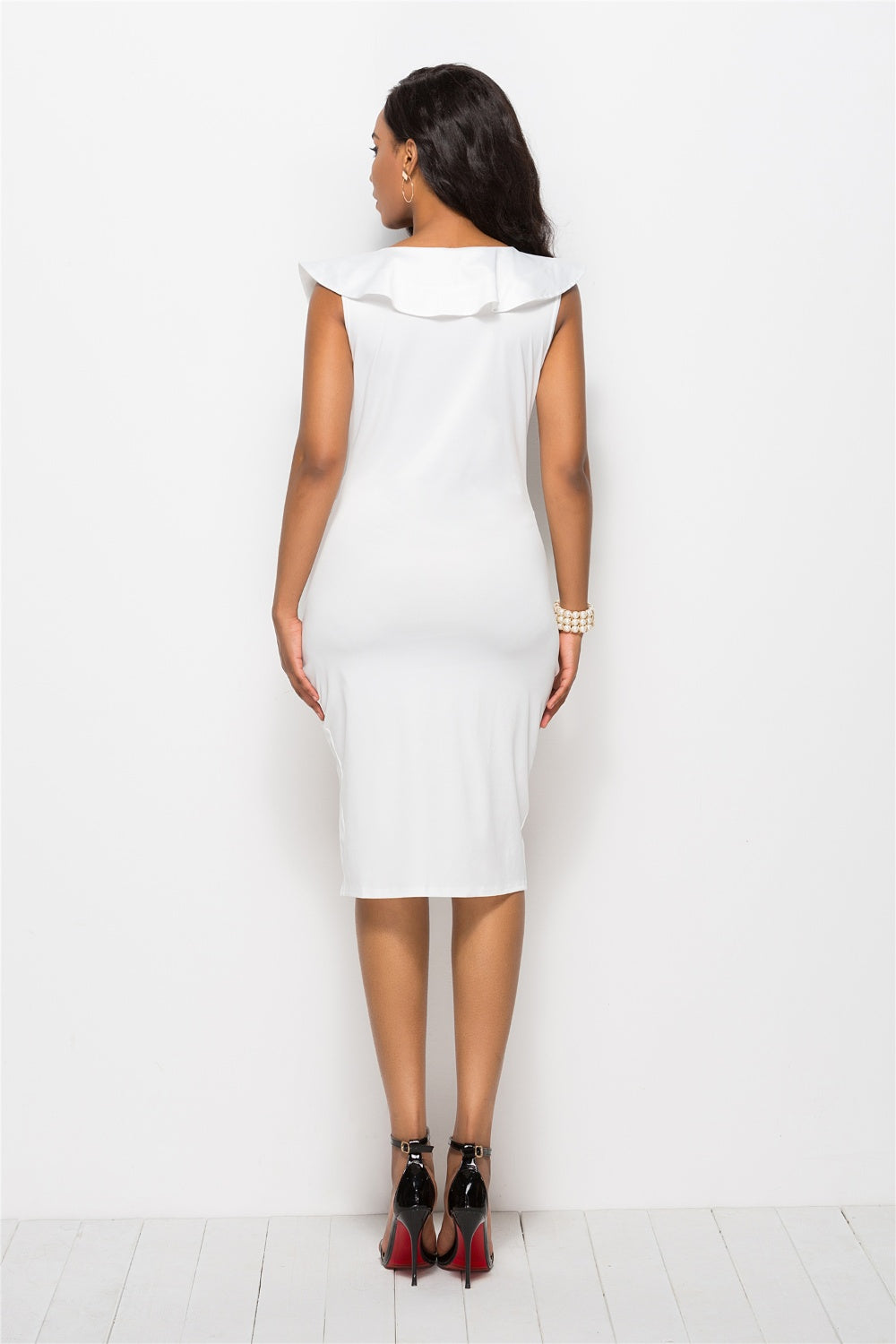 Ruched Ruffled Cap Sleeve Dress - Body By J'ne