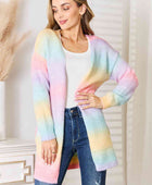 Multicolored Gradient Open Front Longline Cardigan - Body By J'ne