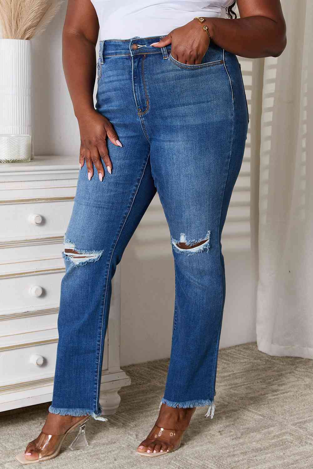 No limits Distressed Raw Hem Jeans - Body By J'ne