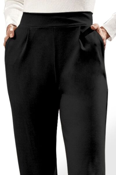 High Waist Straight Pants with Pockets - Body By J'ne