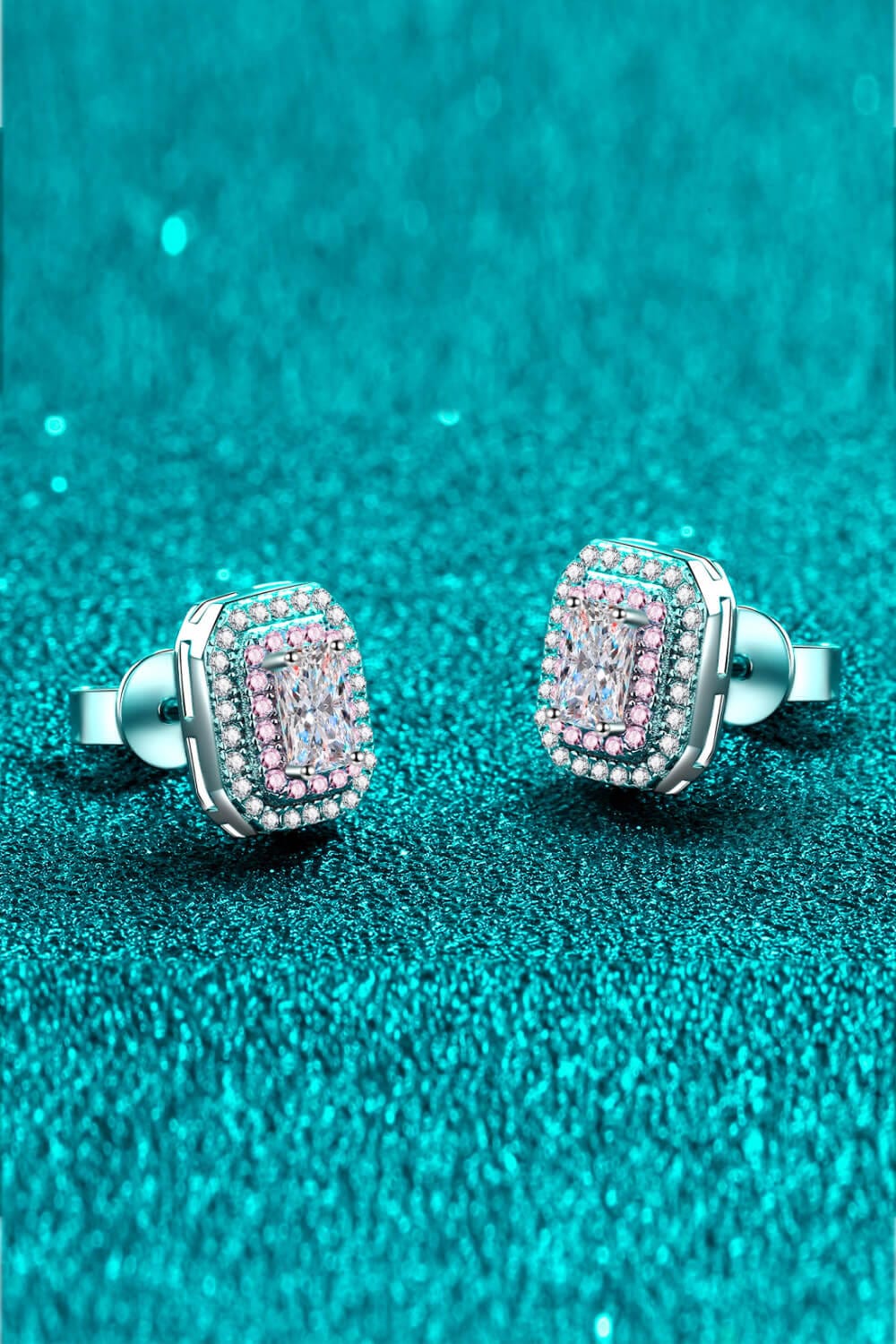 1 Carat Moissanite and Zircon Contrast Geometric Stud Earrings - Body By J'ne