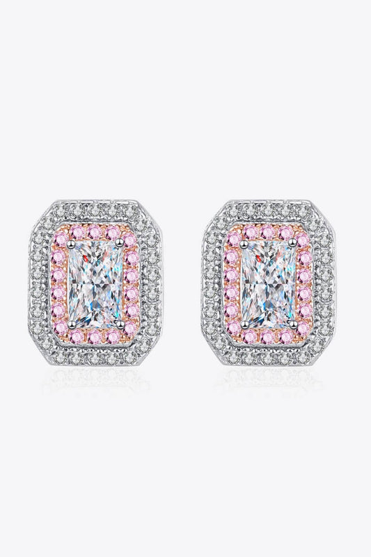 1 Carat Moissanite and Zircon Contrast Geometric Stud Earrings - Body By J'ne