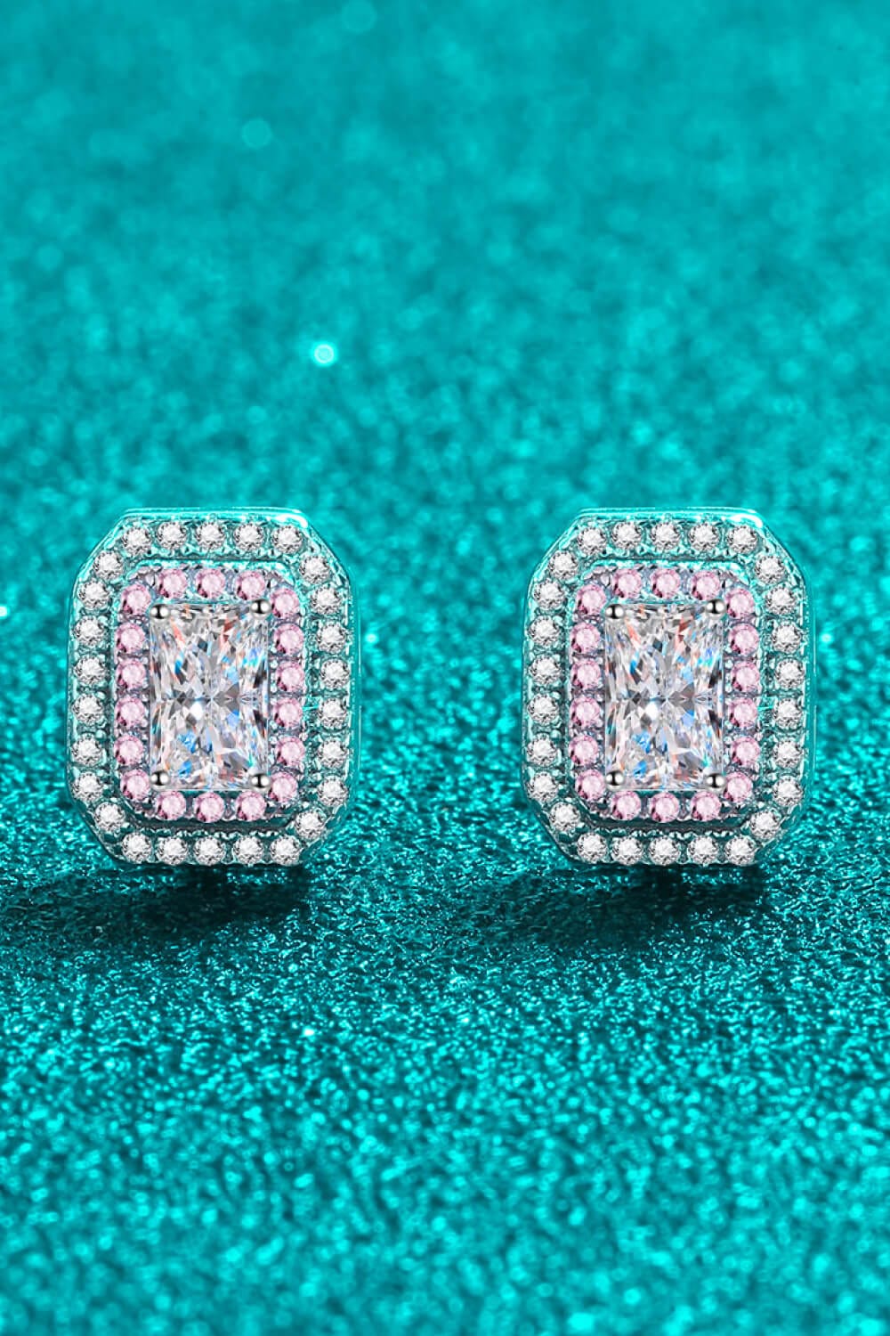 1 Carat Moissanite and Zircon Contrast Geometric Stud Earrings - Body By J'ne