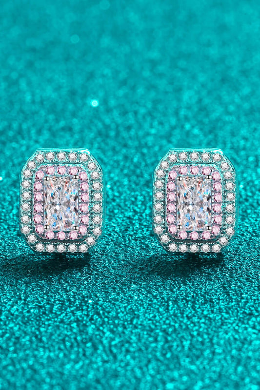 1 Carat Moissanite and Zircon Contrast Geometric Stud Earrings - Body By J'ne